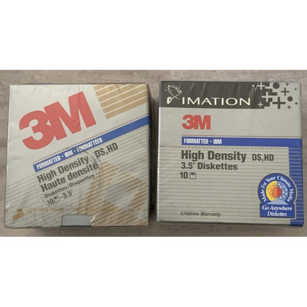 3M | 3.5" Floppy Disks | High Density 10 Pack | SEALED NEW | DS HD IBM Lot Of 2